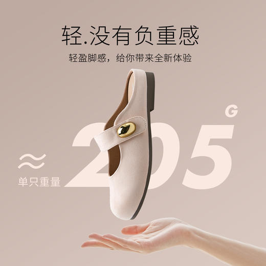 【限时秒杀】西遇包头半拖鞋女外穿新款夏季魔术贴玛丽珍鞋平底黄色勃肯鞋V1256829 商品图4
