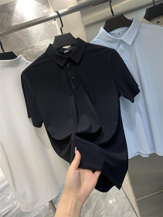 冰感科技!户外高弹透气速干!2025夏季新款男纯色商务休闲短袖POLO衫T 商品图8