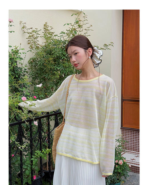 碎碎冰条纹防晒针织衫 商品图2