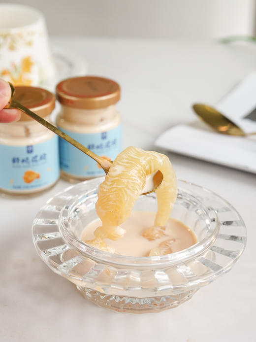 【鲜炖花胶】优选深海白鱼胶 4克/瓶添加量 去腥工艺 牛奶炖煮  0防腐 0添加 孕妇月子滋补 日常补充胶原蛋白 75g*6罐/箱 商品图6