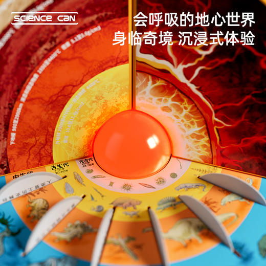 【探索地球46亿年历史故事】科学罐头地心探索科普地球仪模型启蒙3d立体悬浮点读AR智能语音 商品图2