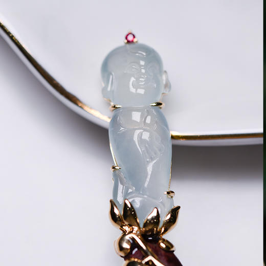 禅悟·小僧坐莲翡翠发簪【现货】 商品图1