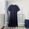 简约休闲！2025夏季新品合体版简约纯色显瘦圆领T恤针织连衣裙女款！ 商品缩略图4