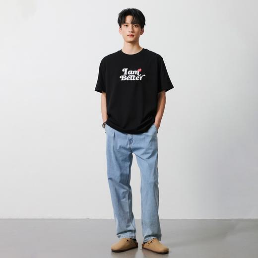 NPC潮牌纯棉字母爱心植绒印花圆领短袖T恤男舒适透气NP52TE08 商品图2