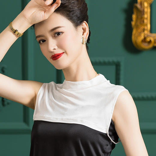 WW 1017A纯色重磅针织真丝假领桑蚕丝圆领亲肤套头薄 商品图1