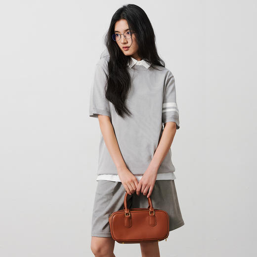 NPC潮牌袖口撞色条纹【混纺】针织短袖T恤男圆领垂感透气NP53TS20 商品图3