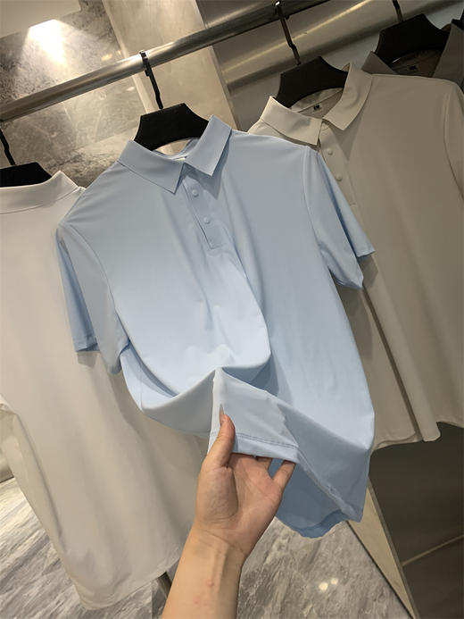 冰感科技!户外高弹透气速干!2025夏季新款男纯色商务休闲短袖POLO衫T 商品图9