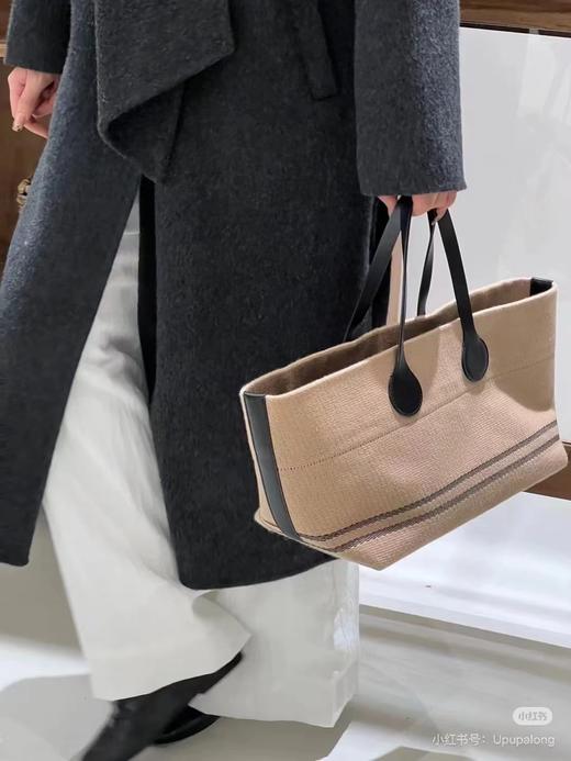 D060924托特包女帆布亚麻包通勤手提包大容量时尚腋下包 商品图7