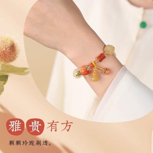 【普陀山】金丝玉南瓜招财手串｜多财多福·女士专属｜菩提雕刻好运莲莲  手围14-18cm可调 商品图2