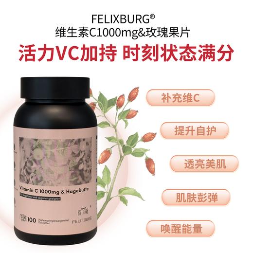 Felixburg维生素c1000mg玫瑰果片 100片/瓶 商品图2
