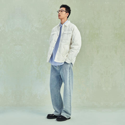 NPC潮牌白色logo肌理提花绗线羽绒服秋冬男士柔软休闲NP36DJ12 商品图2