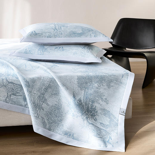 商超爆款【丝享高端新中式新氧冷循环炫彩提花席夏慕】蓝色 双立丝工艺 加快空气流通 散热排湿 商品图2