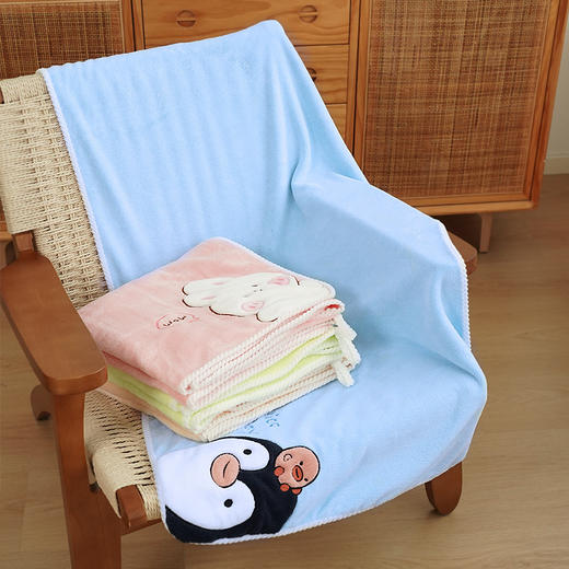 【卡通刺绣，随心所浴~】可爱卡通珊瑚绒浴巾 加大加厚刺绣大裹巾大毛巾 速干吸水成人裹巾-QQ 商品图3