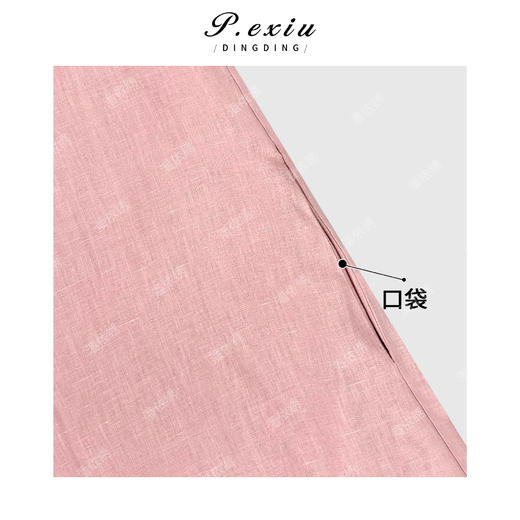 03-4潘依绣丁丁宠粉100%亚麻定染简约露背设计短袖连衣裙 W-63272 商品图2