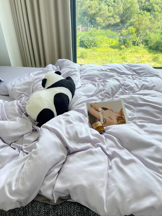 纯天然真丝平替！【双色竹纤维四件套】必入618超级狠货🔥✅竹纤维面料自带温润凉感 凉凉滑滑 好打理！！！ ✅即使裸睡也不会摩擦皮肤 ✅触感细腻丝滑 还有着真丝般的光泽 商品图5