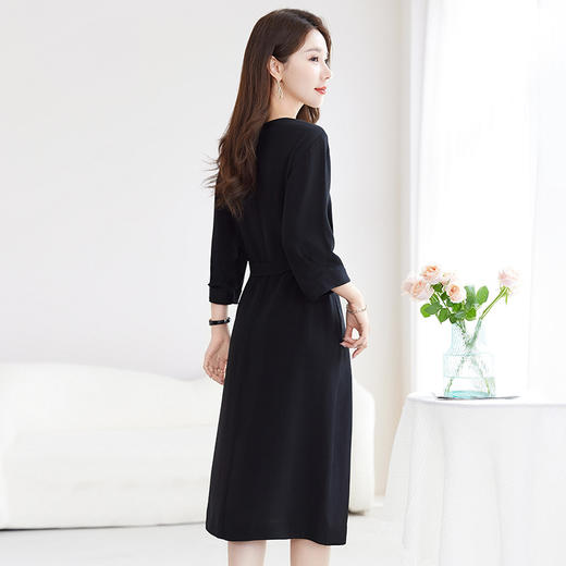 QS-82598786【真丝弹力重皱】文艺素雅气质休闲中长裙夏季桑蚕丝连衣裙女8786 商品图3