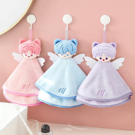 【小精灵擦手巾，为生活保留童趣~】卡通挂式擦手巾 家用吸水不臭 厚款抹布高颜值 洗手擦手小毛巾伴手礼-QQ 商品图0