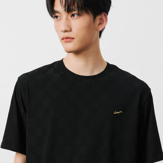 NPC潮牌金线刺绣棋盘格提花短袖百搭T恤短裤男肌理感透气NP52TE13 商品图2