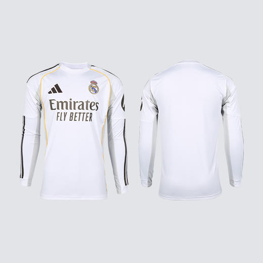小李子阿迪达斯25/26赛季皇家马德里球迷版主场长袖比赛球衣足球服JN8884 商品图4