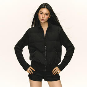 Ariseism  美式复古针织拼接立领轻薄羽绒服女秋冬新款上衣外套