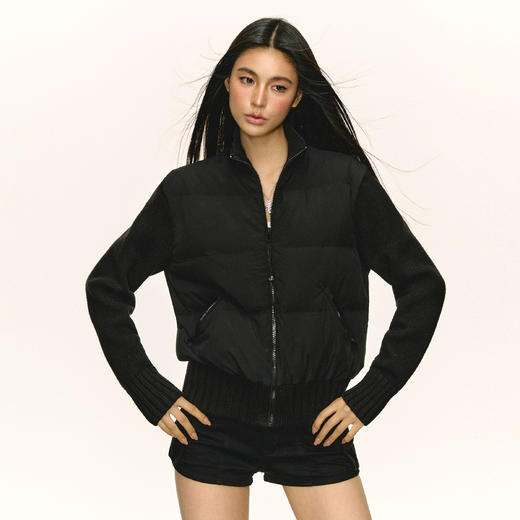 Ariseism  美式复古针织拼接立领轻薄羽绒服女秋冬新款上衣外套 商品图0