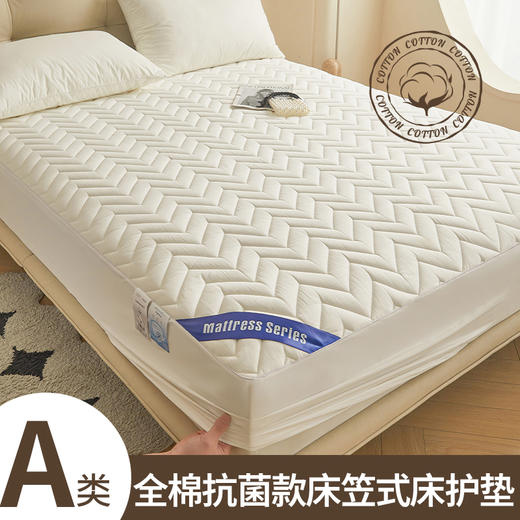 自然醒全棉波纹透气床笠床褥垫套家用卧室防滑褥子宿舍垫被席梦思保护垫薄软垫LN 商品图0