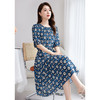QS-82501101中大淑女装5A桑蚕丝连衣裙夏季圆领100%真丝印花连衣裙女1101 商品缩略图2