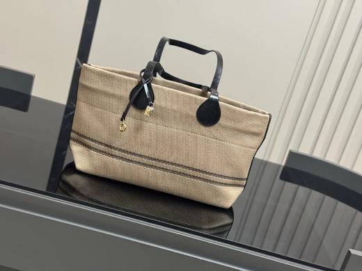 D060924托特包女帆布亚麻包通勤手提包大容量时尚腋下包 商品图3