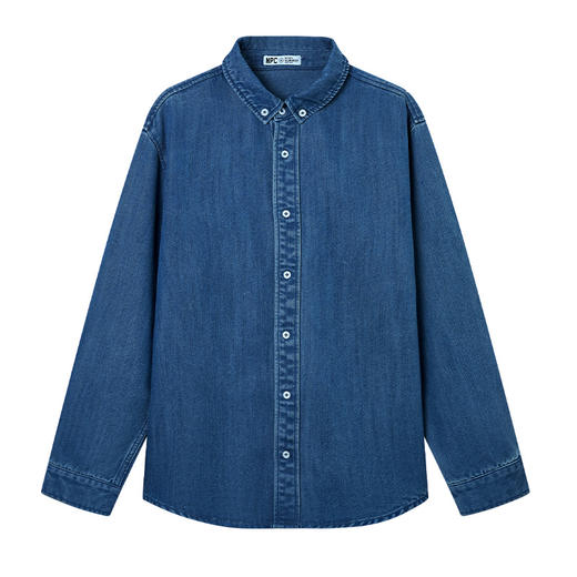 NPC潮牌垂感莱赛尔洗水翻领牛仔衬衫男外套落肩舒适轻肤NP52SH16 商品图5