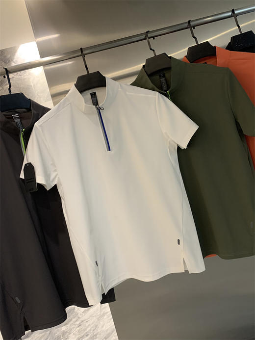 飞禽提花肌理户外吸湿速干！2025弹力透气纯色男半拉链短袖T恤！ 商品图9