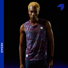 NEDAO内道新款越野跑步运动散热透气轻量男款印花黑练风洞坎肩