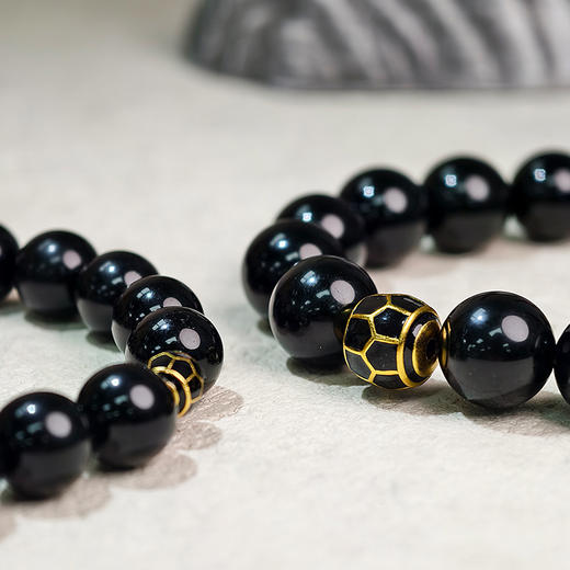 易祈吉祥五行补水手链黑曜石手串925银手链饰品送礼男女款手串礼物 商品图2