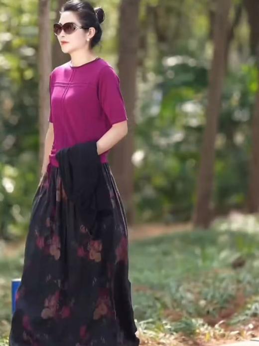 夏季新款中式碎花短袖裙套装新风尚 商品图0