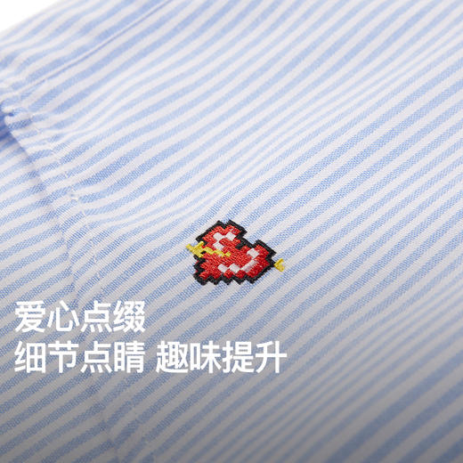 NPC潮牌刺绣天使爱心条纹短袖衬衫男翻领弧形下摆舒适NP54SH27 商品图3