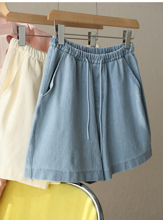 百媚生 高克重斜纹棉 休闲百搭仿牛仔短裤52507 商品图6