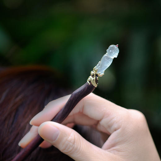 禅悟·小僧坐莲翡翠发簪【现货】 商品图3