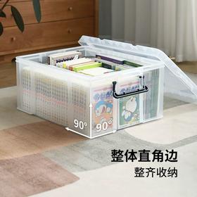 霜山透明直角收纳箱被子漫画书衣物整理箱玩具玩偶车载后备储物箱
