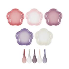 酷彩 中号花形盘5件套+中式汤勺5件套