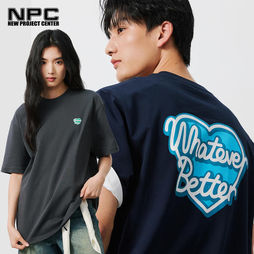 NPC潮牌100%棉背面撞色爱心字母印花短袖T恤男凉感冰皮NP54TE28 商品图0