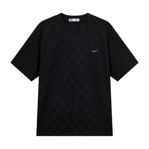 NPC潮牌金线刺绣棋盘格提花短袖百搭T恤短裤男肌理感透气NP52TE13 商品图5