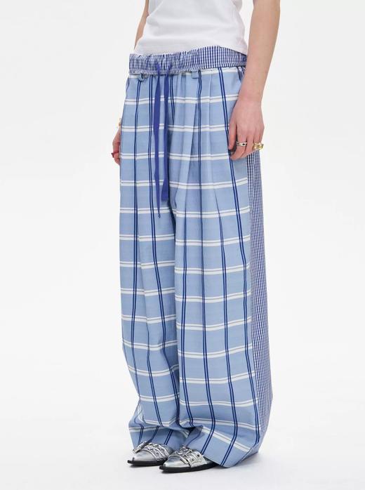 local tag/It25ssk07/前后格纹拼接阔腿裤 商品图0