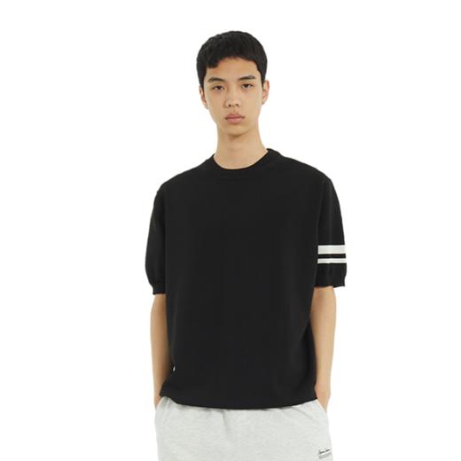 NPC潮牌袖口撞色条纹【混纺】针织短袖T恤男圆领垂感透气NP53TS20 商品图5