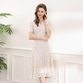 「高货deo」全新升级【铂金会员404/天猫539/差价135】(35537)洛诗琳气质蕾丝连衣裙2025夏季轻奢提花料中长款仙女裙