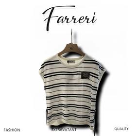 谬家*♥2025新品上架 绑带条纹针织短袖