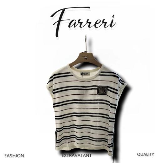 谬家*♥2025新品上架 绑带条纹针织短袖 商品图0