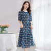 QS-82501101中大淑女装5A桑蚕丝连衣裙夏季圆领100%真丝印花连衣裙女1101 商品缩略图1