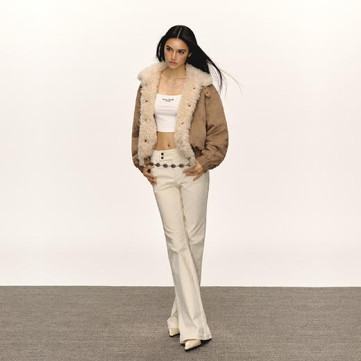 Ariseism美式复古高级感麂皮绒羊羔毛拼接棉衣外套女冬季新款棉服 商品图3