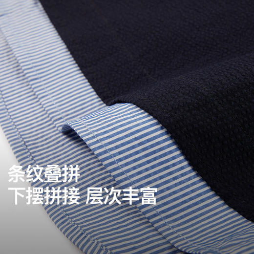 NPC潮牌撞色条纹拼接下摆防水短袖衬衫男日系潮流挺括NP54SH32 商品图3