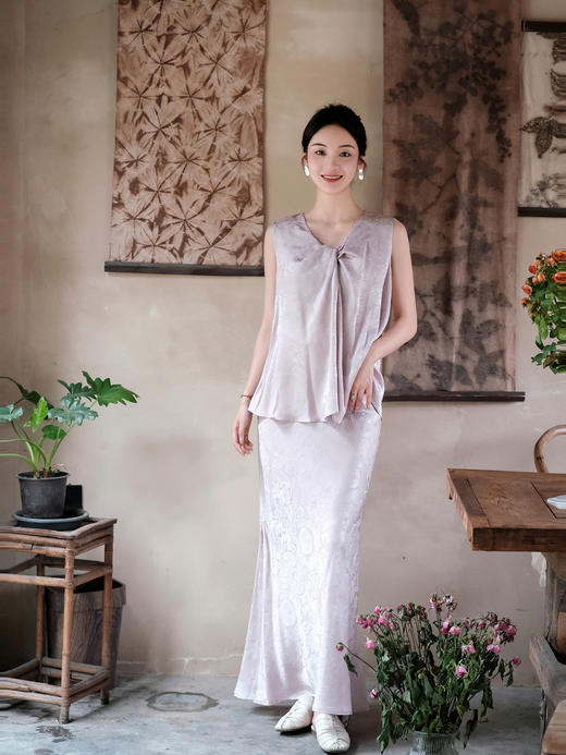 盛唐牡丹| Paisley纹真丝提花半裙 商品图0