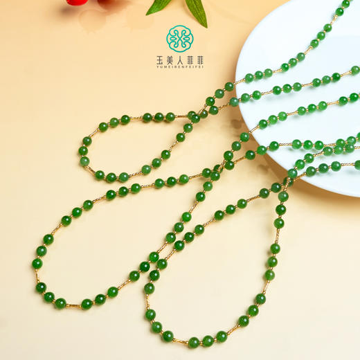 DS925和田玉项链-碧玉圆珠满天星圆珠项链约6mm#46A2 商品图0